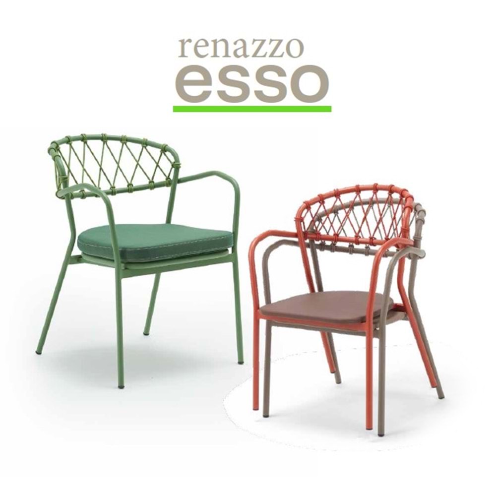 Renazzo Esso Örgü Sırtlı Bahçe Sandalyesi - Minderli Dış Mekan Tasarımı