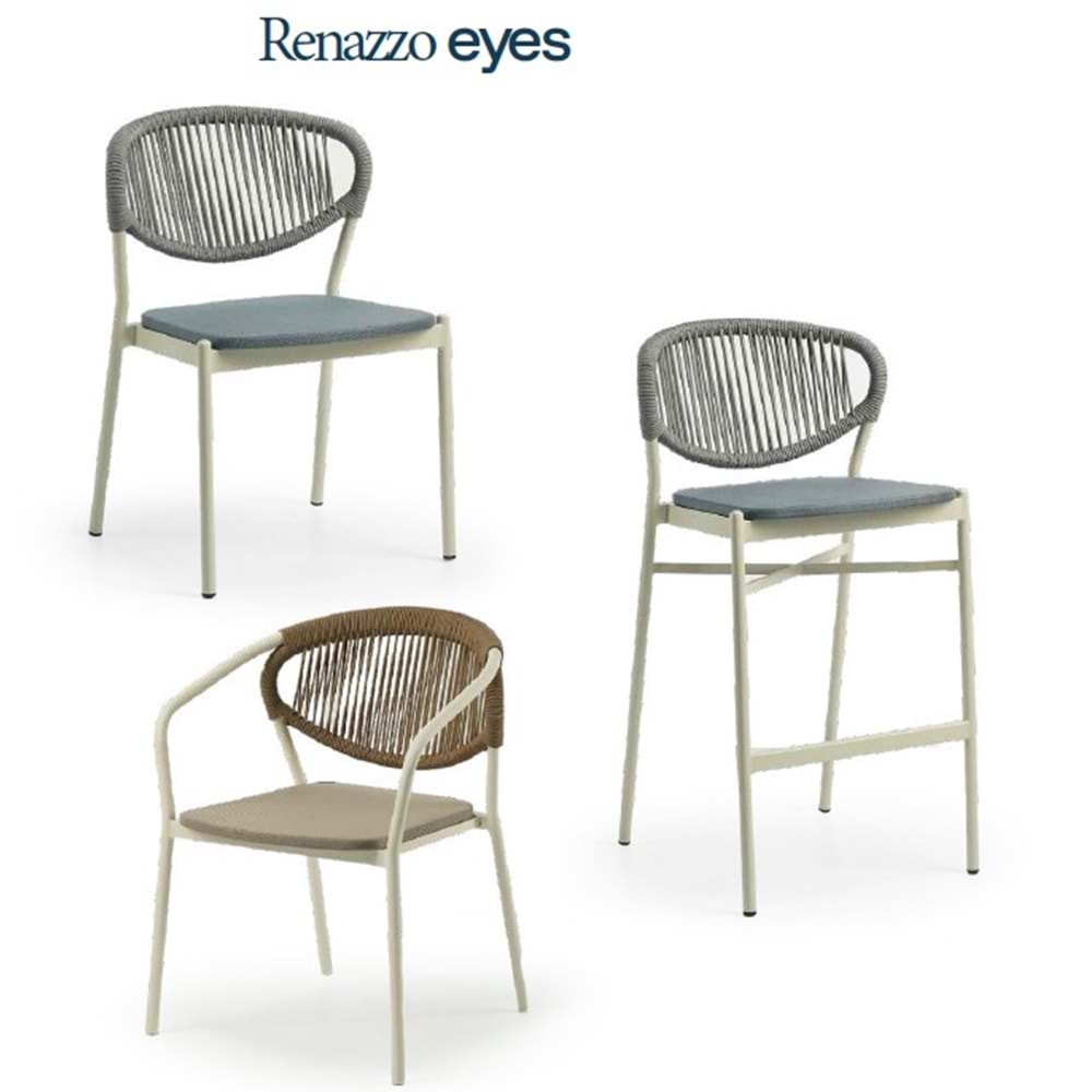 Renazzo Eyes Halat Örgülü Bahçe Sandalyesi ve Bar Taburesi
