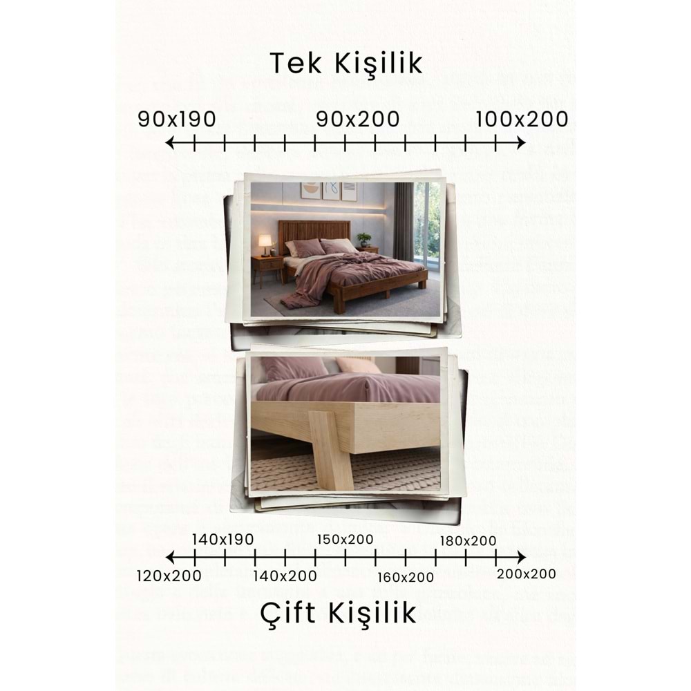 Alaz Model Dikey Başlıklı Ahşap Karyola