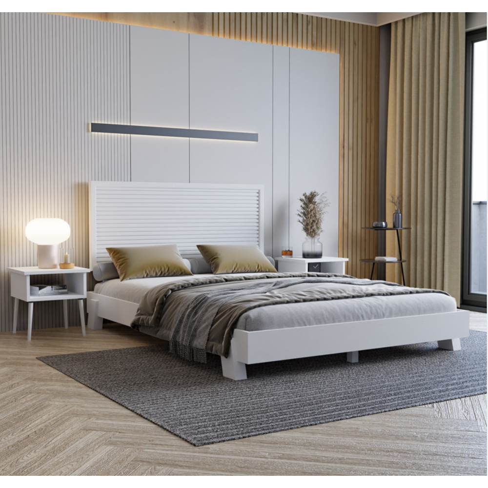 Alaz Model Beyaz Renk Çam Ahşap Karyola ( YTY )