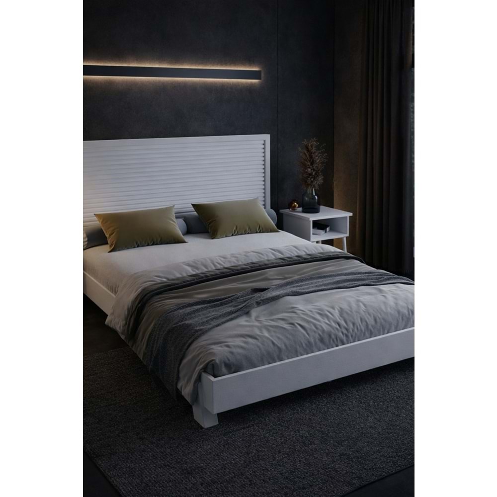 Alaz Model Yatay Başlıklı Ahşap Karyola