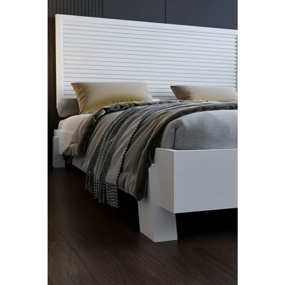 Alaz Model Yatay Başlıklı Ahşap Karyola