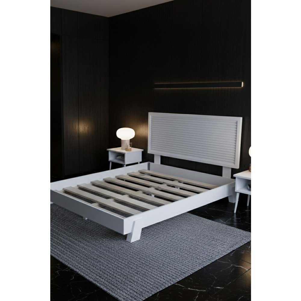 Alaz Model Yatay Başlıklı Ahşap Karyola