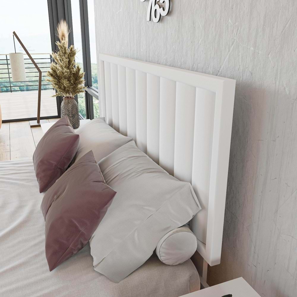 Hüma Model Beyaz Renk Ahşap Tek Başlık ( DİKEY )