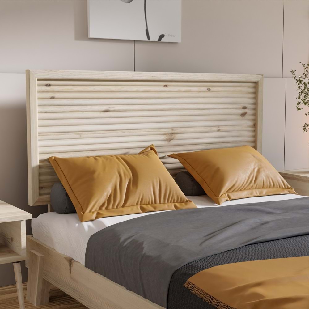 Ebruli Model Vernikli Çam Ahşap Karyola Ve İki Komodin Set ( YTY )