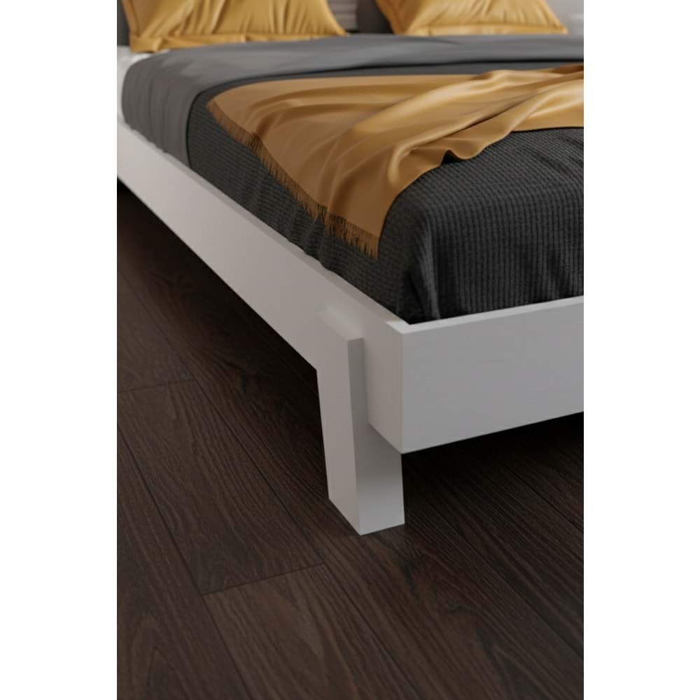 Ebruli Yatay Model Başlıklı Ahşap Karyola