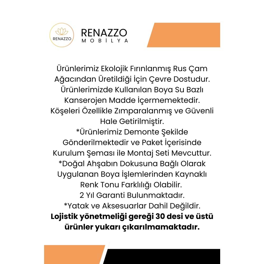 Ebruli Yatay Model Başlıklı Ahşap Karyola