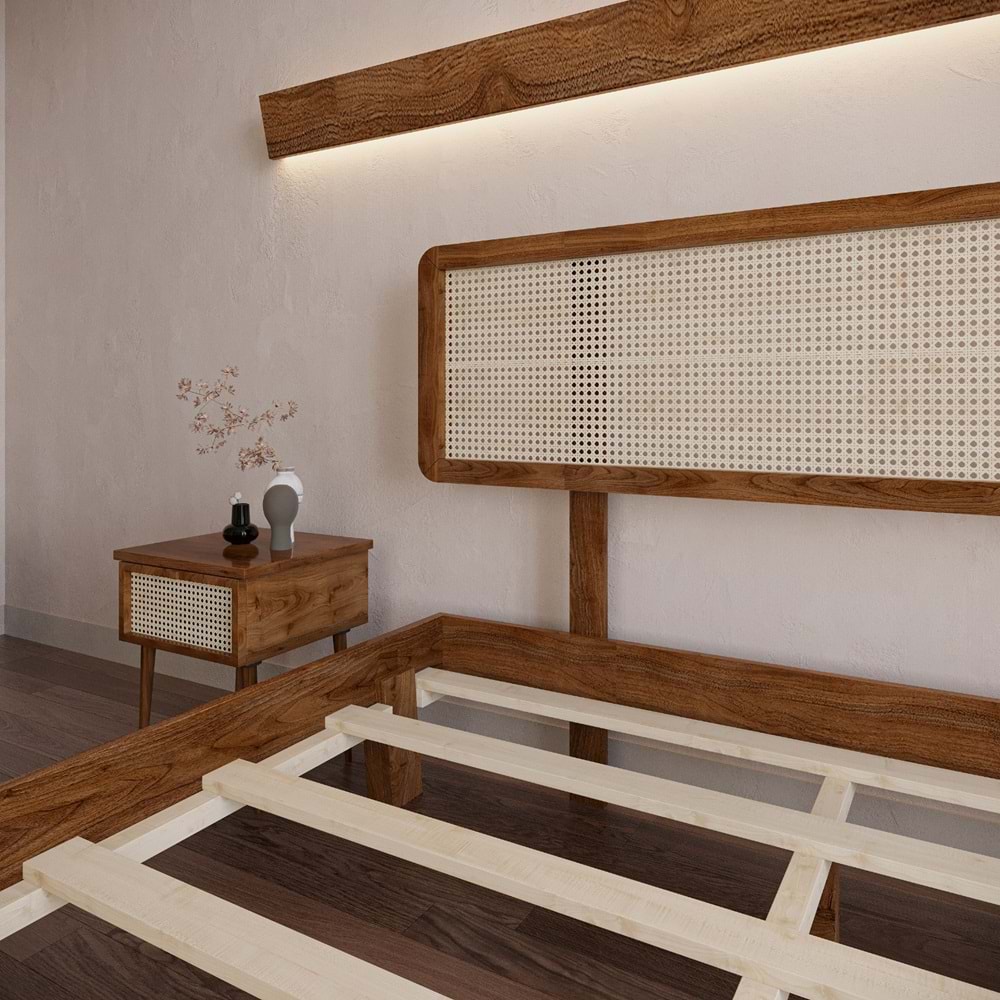 Hazeran Lilyum Model Ceviz Renk Ahşap Karyola