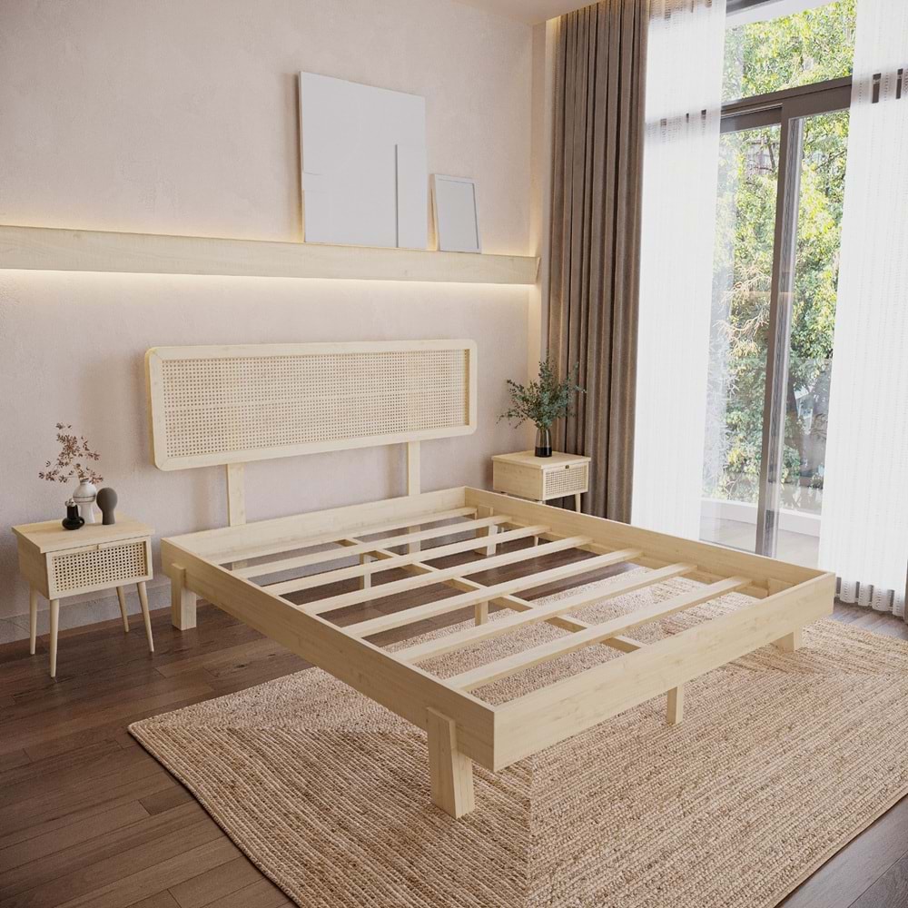 Hazeran Lilyum Model Çam Renk Ahşap Karyola
