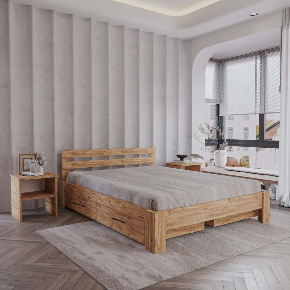 4 Çekmeceli Atlantik Letto Mdf Karyola | Tek Ve Çift Kişilik Yatak Uyumlu, Kolay Kurulum