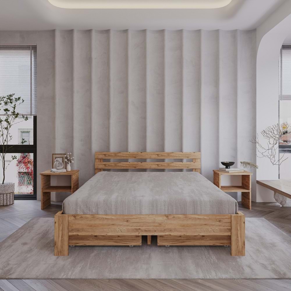 4 Çekmeceli Atlantik Letto Mdf Karyola | Tek Ve Çift Kişilik Yatak Uyumlu, Kolay Kurulum