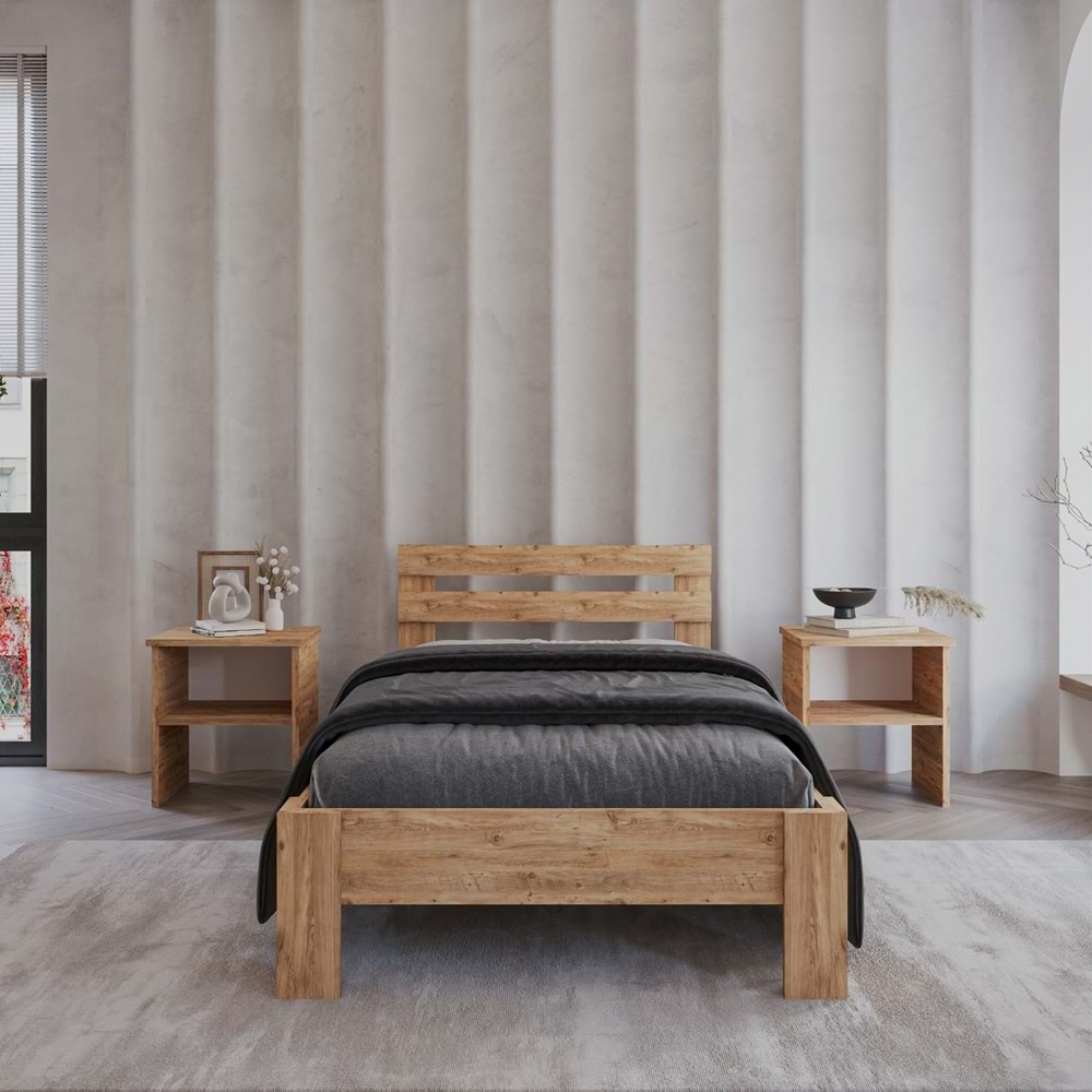 Letto Atlantik Mdf Komodin Set Karyola | Tek Ve Çift Kişilik Yatak Uyumlu, Kolay Kurulum