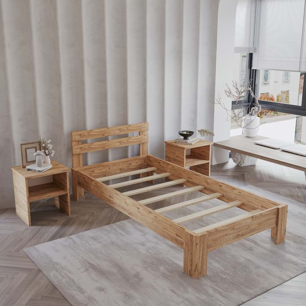 Letto Atlantik Mdf Komodin Set Karyola | Tek Ve Çift Kişilik Yatak Uyumlu, Kolay Kurulum