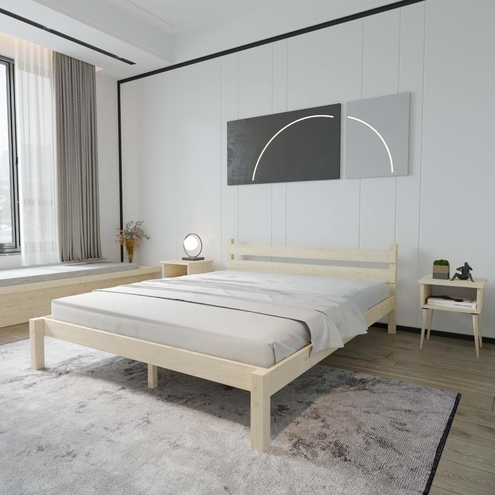 Letto Model Vernikli Çam Ahşap Karyola