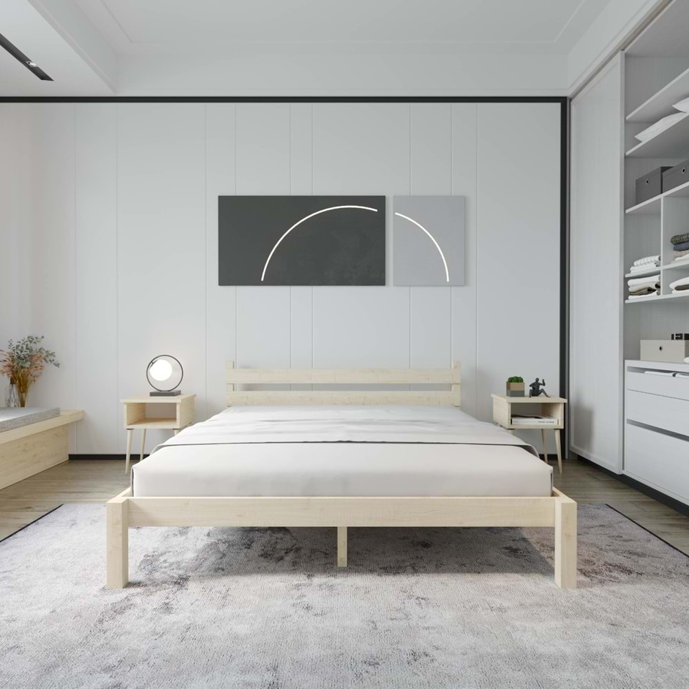 Letto Model Vernikli Çam Ahşap Karyola