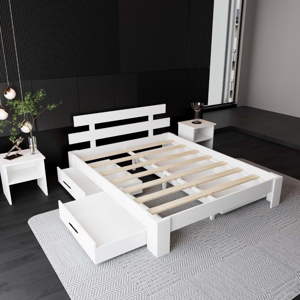 4 Çekmeceli Lotus Mdf Karyola | Çift Kişilik Yatak Uyumlu, Kolay Kurulum