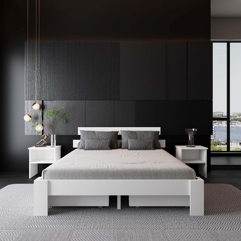 4 Çekmeceli Lotus Mdf Karyola | Çift Kişilik Yatak Uyumlu, Kolay Kurulum