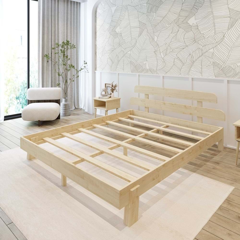 Lotus New Frezya Model Doğal Çam Ahşap Karyola