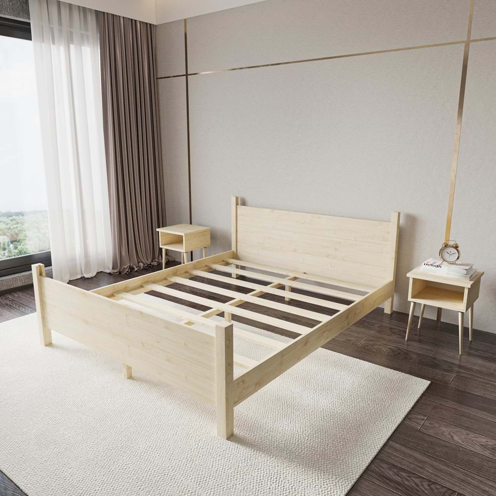 Melodi Model Doğal Çam Ahşap Karyola