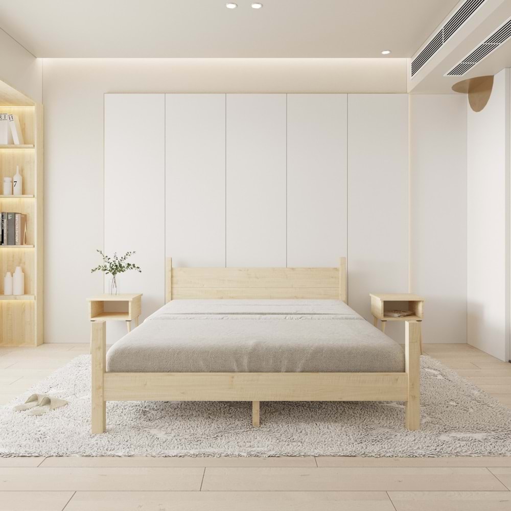 Mirage Model Doğal Çam Ahşap Karyola
