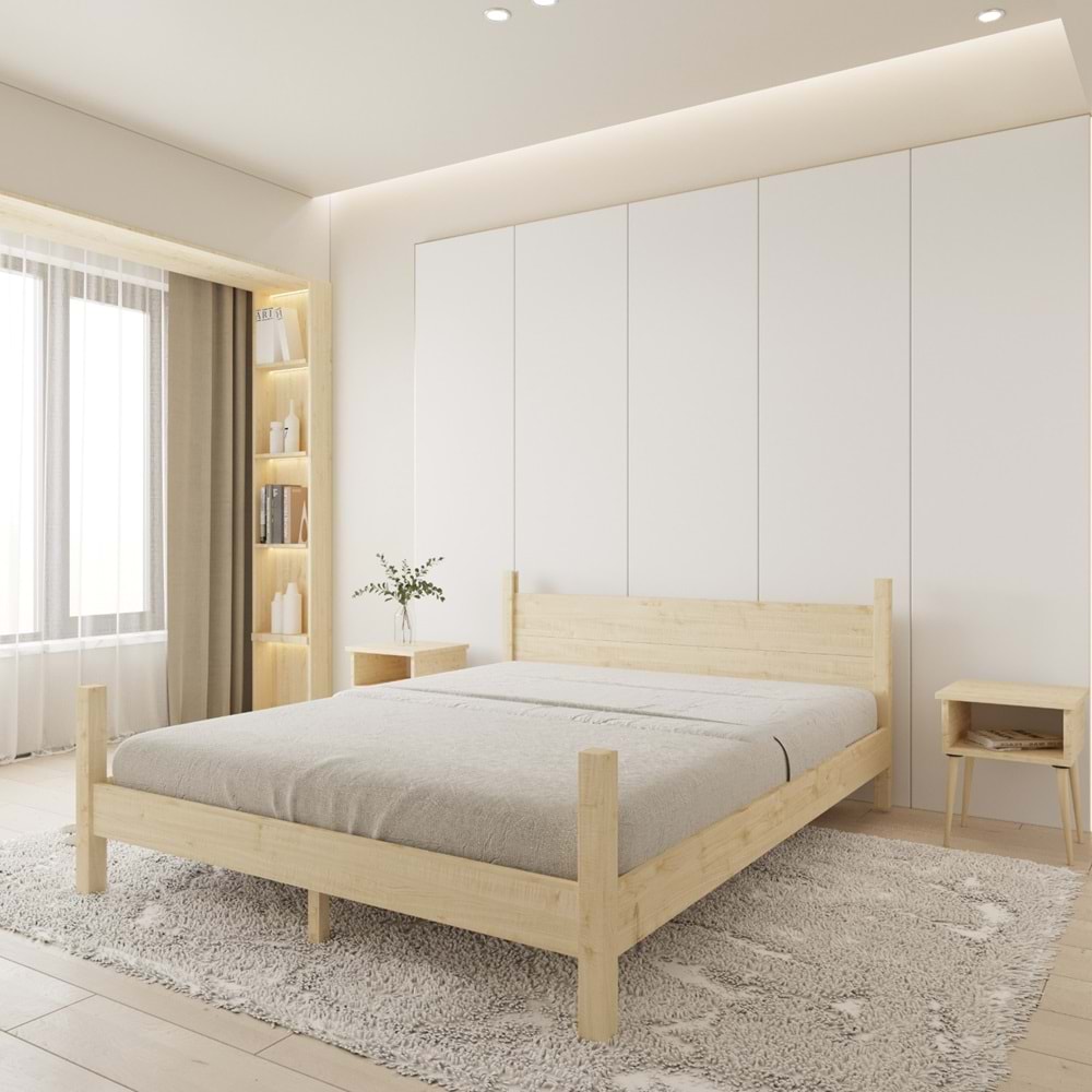 Mirage Model Vernikli Çam Ahşap Karyola