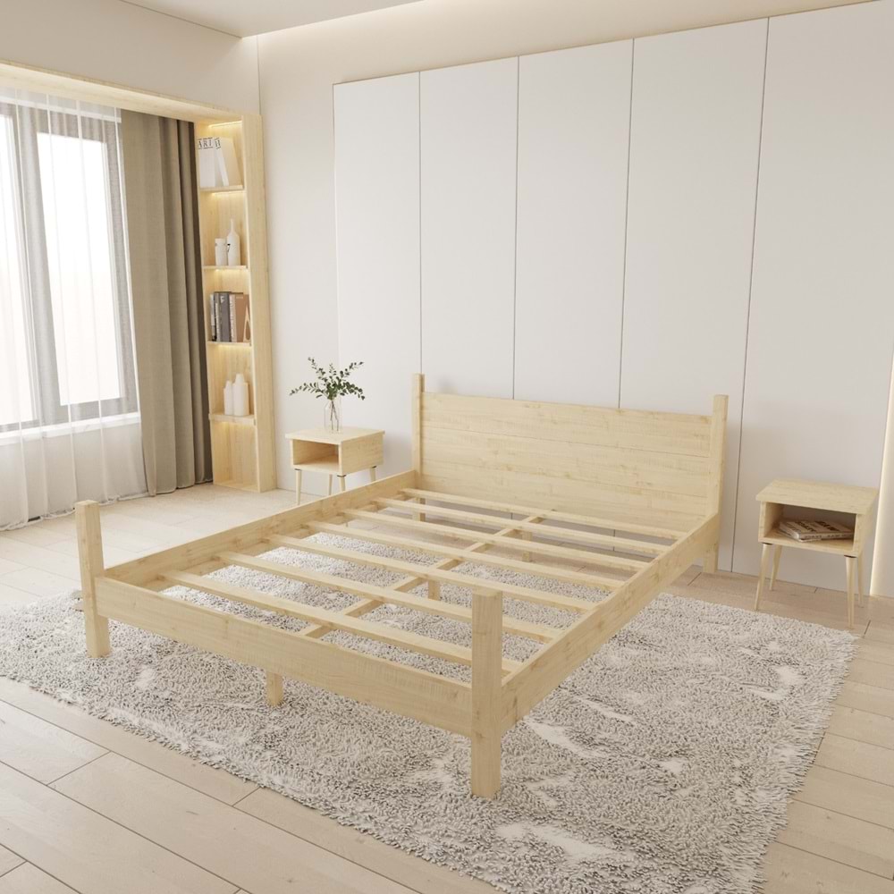 Mirage Model Vernikli Çam Ahşap Karyola