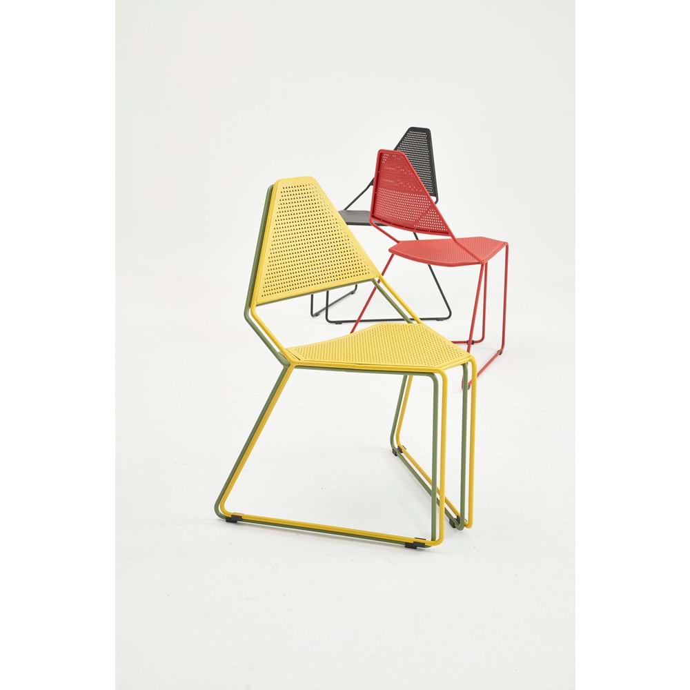 Delta Metal Cafe & Restoran Sandalyesi | İç/Dış Mekan Kullanıma Uygun - SARI