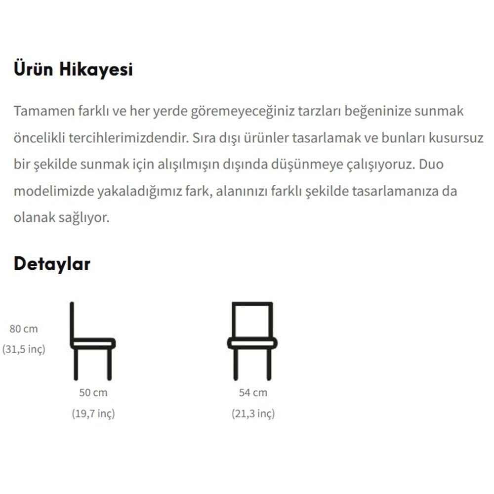 Duo İkili Cafe Sandalyesi | Restoran, Bistro ve Bahçe İç/Dış Mekan