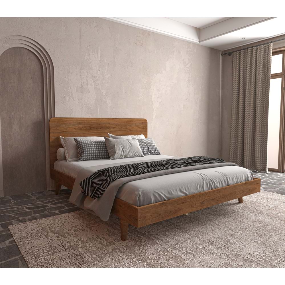 Softwood Ahşap Ceviz Karyola | Kolay Kurulum