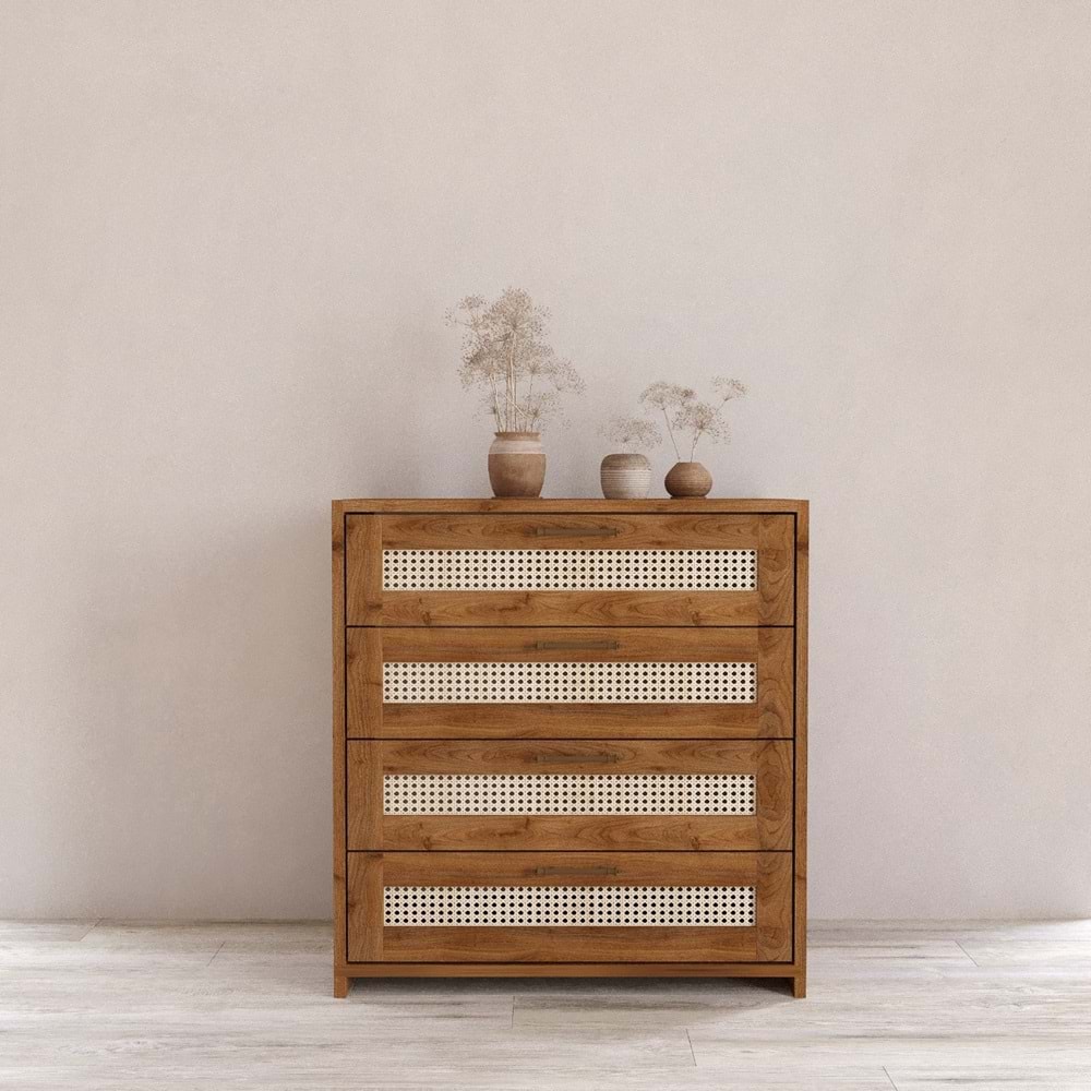 Padova Ceviz Hazeran Şifonyer 4 Çekmece