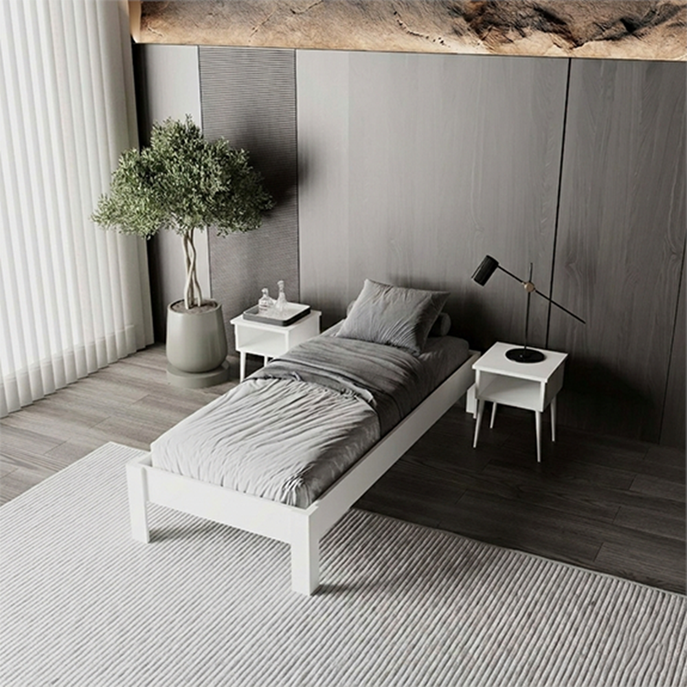 Shark New Başlıksız MDF Beyaz Karyola - Kolay Kurulum - BEYAZ - 90X190