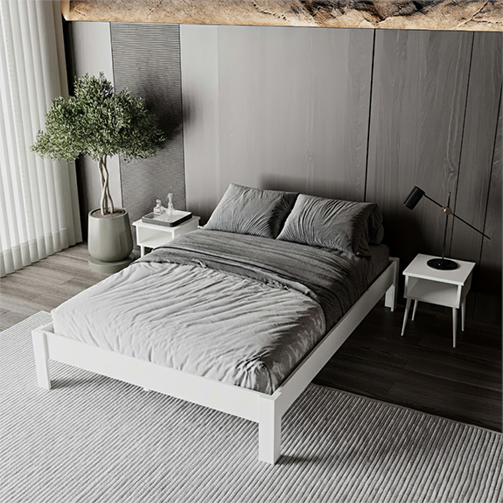 Shark New Başlıksız MDF Beyaz Karyola - Kolay Kurulum - BEYAZ - 160X200