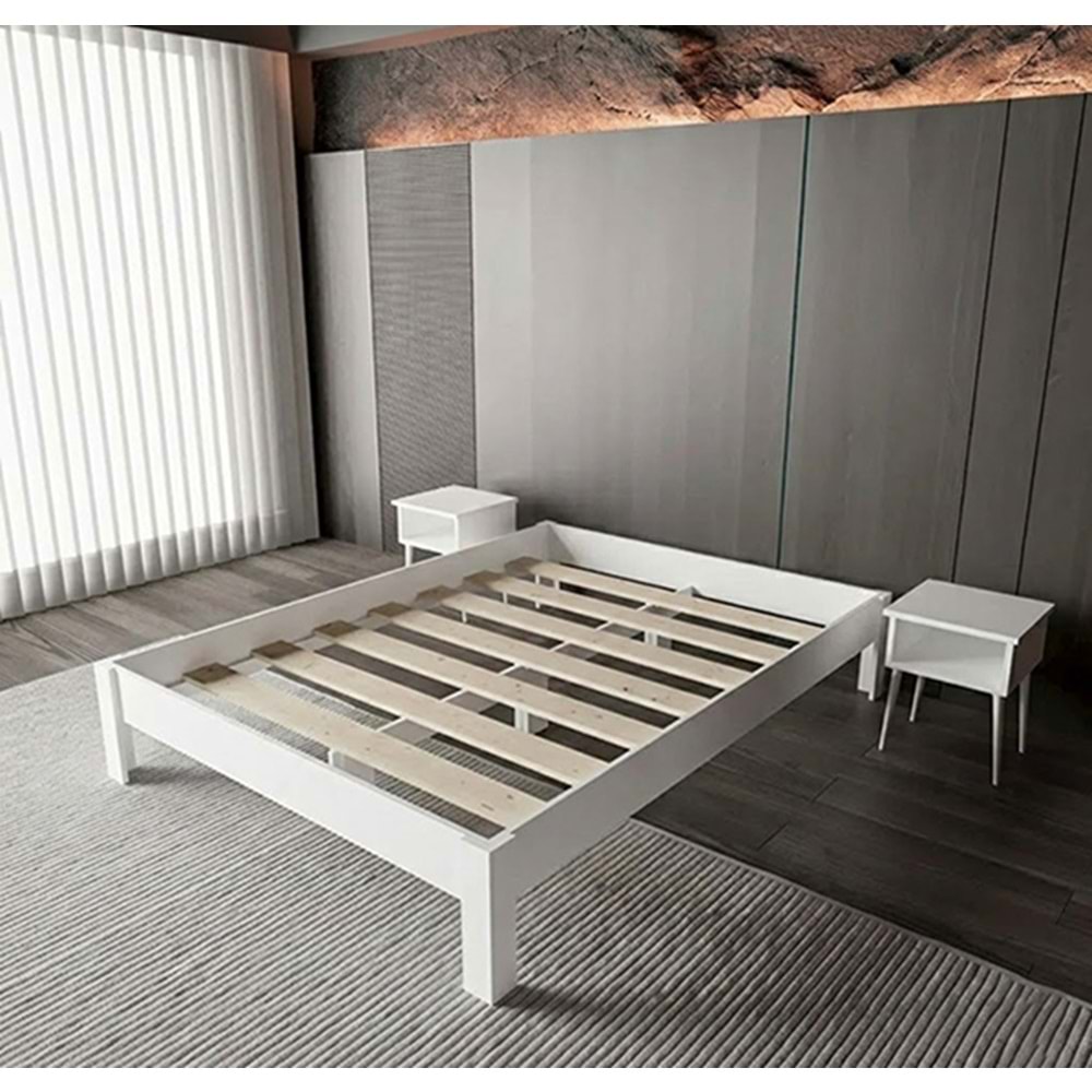 Shark New Başlıksız MDF Beyaz Karyola - Kolay Kurulum - BEYAZ - 140X190