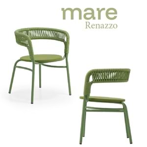 Renazzo Mare Modern Bahçe Sandalyesi - Halat Örgülü Dış Mekan Tasarımı