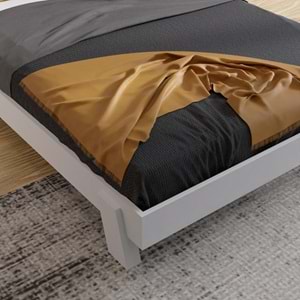 Ebruli Model Beyaz Renk Çam Ahşap Karyola Ve İki Komodin Set ( YTY )