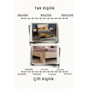 Ebruli Yatay Model Başlıklı Ahşap Karyola