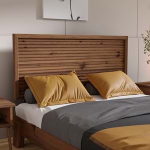 Ebruli Model Ceviz Renk Çam Ahşap Karyola