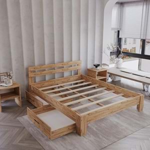 2 Çekmeceli Letto Atlantik Mdf Karyola | Tek Ve Çift Kişilik Yatak Uyumlu, Kolay Kurulum