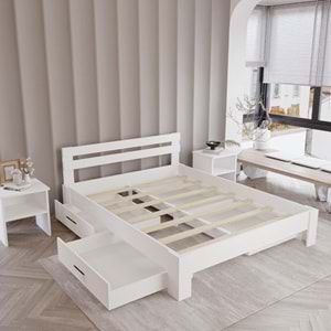 2 Çekmeceli Letto Mdf Karyola | Tek Ve Çift Kişilik Yatak Uyumlu, Kolay Kurulum