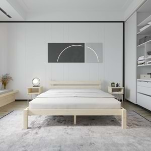 Letto Model Vernikli Çam Ahşap Karyola