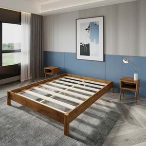 LOFT Model Ceviz Renk Çam Ahşap Karyola