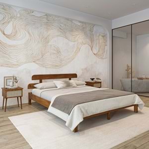 Lotus Model Ceviz Renk Çam Ahşap Karyola