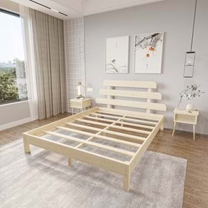 Lotus X Model Doğal Çam Ahşap Karyola