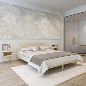 Lotus New Model Vernikli Ahşap Karyola Ve İki komodin Set