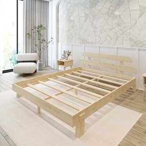 Lotus New Frezya Model Doğal Çam Ahşap Karyola