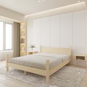 Mirage Model Vernikli Çam Ahşap Karyola
