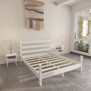 Natura Model Beyaz Renk Çam Ahşap Karyola