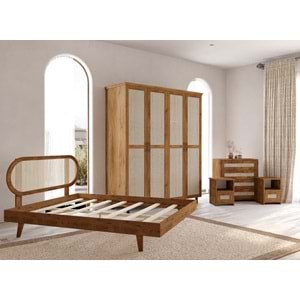 Padova Hazeran Ahşap Ceviz Karyola | Kolay Kurulum