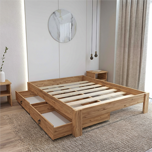 Shark New Atlantik 2 Çekmeceli Başlıksız MDF Karyola - Kolay Kurulum