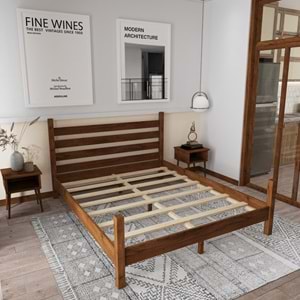 Urban Model Ceviz Renk Çam Ahşap Karyola